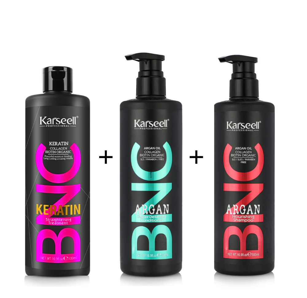 Karseell BNC Brazilian Keratin Straightening Treatment + Argan Shampoo + Conditioner
