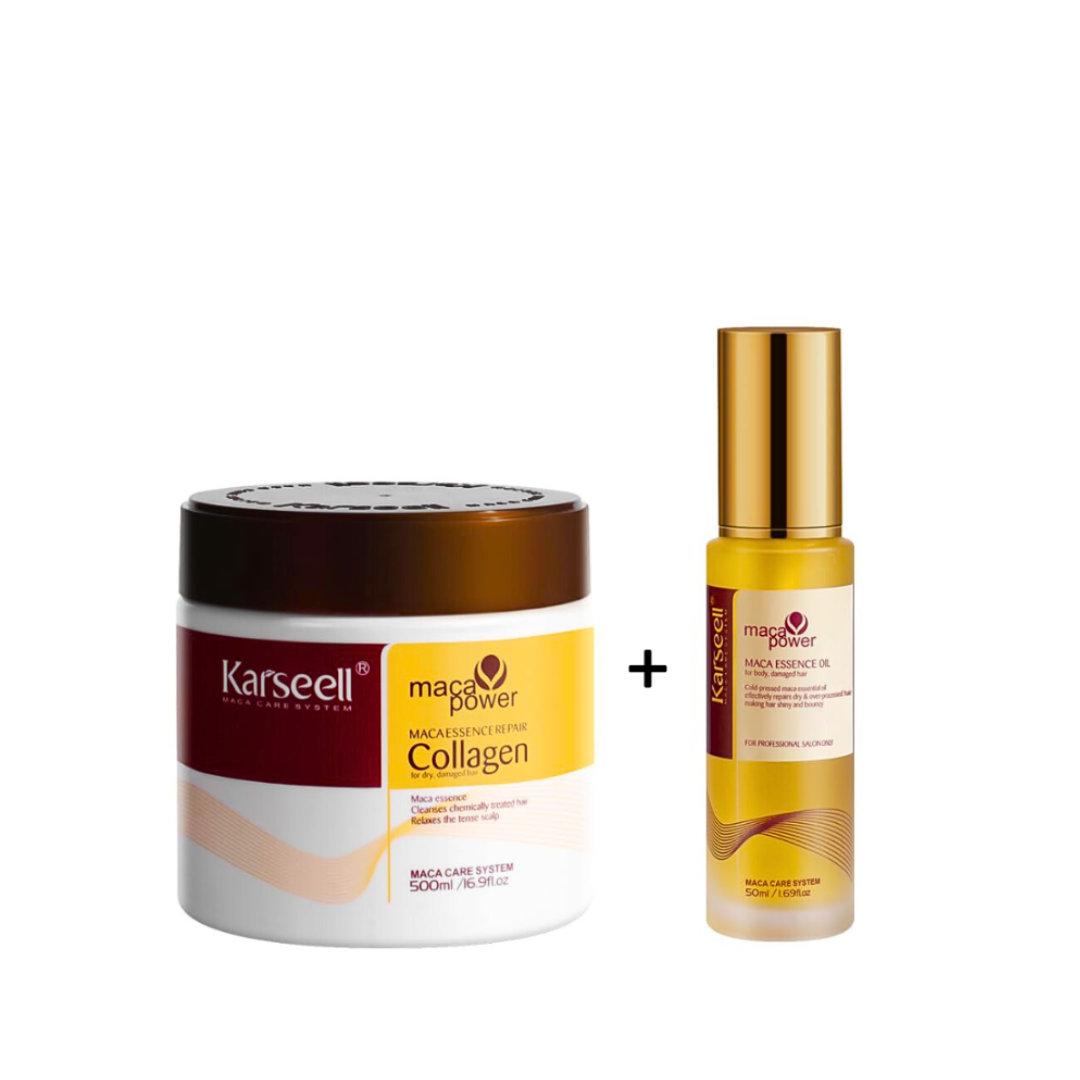 Dou Pack : Karseell Hair Oil & Collagen Hair Mask Set for Dry Damaged Hair