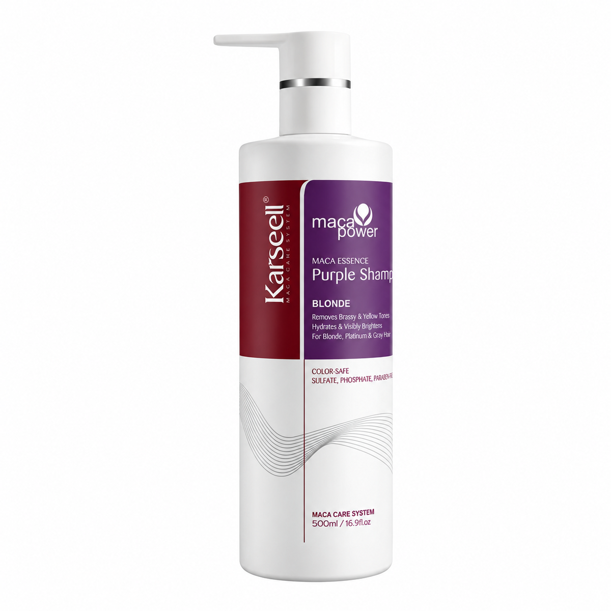 Karseell Maca Power Purple Shampoo 500ml for blonde, platinum and gray hair